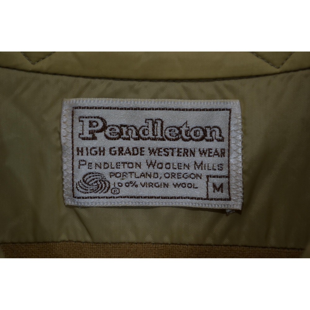 Vintage Pendleton Shirt Mens M Brown Plaid Wool Flannel Snap Western Lined - Picture 6 of 16